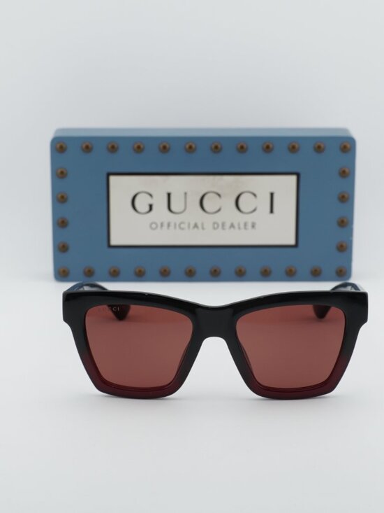 Gucci GG1714S 009 Women Square Sunglasses - Black & Red / Red